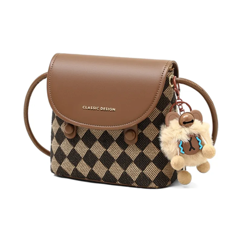 COMELY Synthetic Leather Small Bucket Shoulder Bag, Crossbody Bag Regular Women's Coffee-4