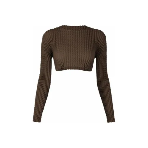 ISSEY MIYAKE Crop Tops Women's Brown