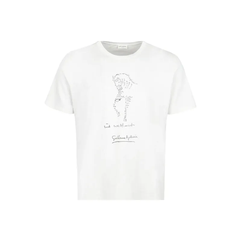 SAINT LAURENT Tout Terriblement Printed T Shirt Dirty Ecru-0