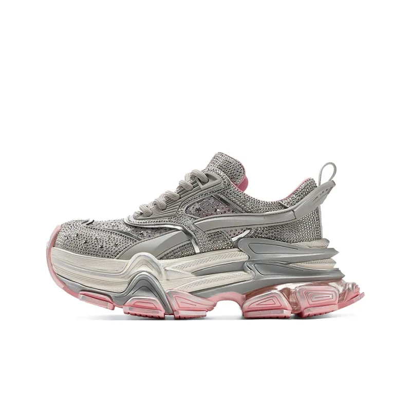 GG CC Cushioning, Slip Resistant, And Abrasion Resistant Low Top Height Increasing Mesh Chunky Sneakers Women's-5