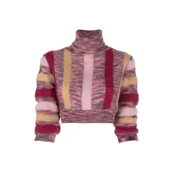 DSQUARED 2 Striped Cropped Turtle Neck Jumper