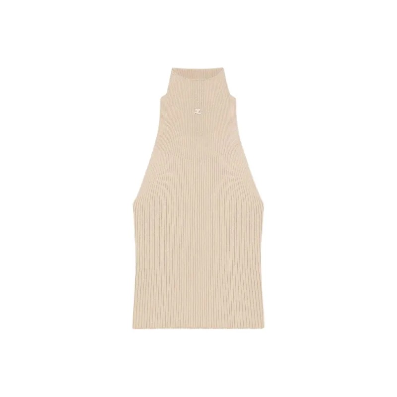 Courrèges Mockneck Light Rib Top 'Cappuccino'-0