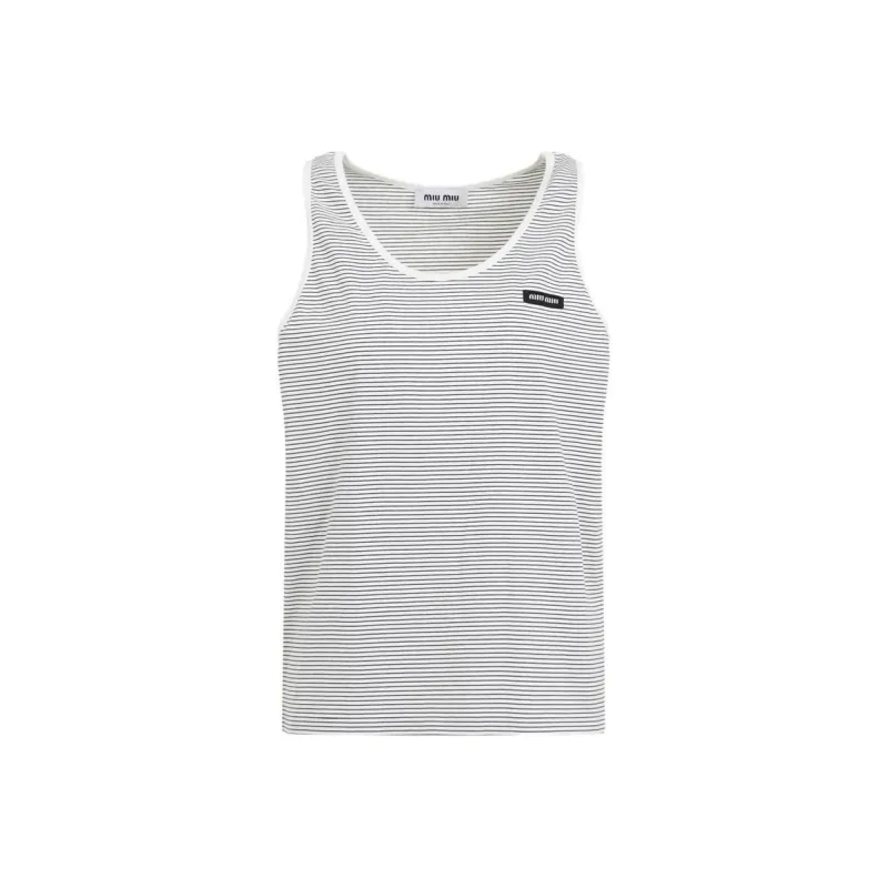 MIU MIU Striped Sleeveless Tank Top-0