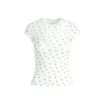 Skims T Shirts Women's BLUE GARDEN PRINT/Blue Garden Print