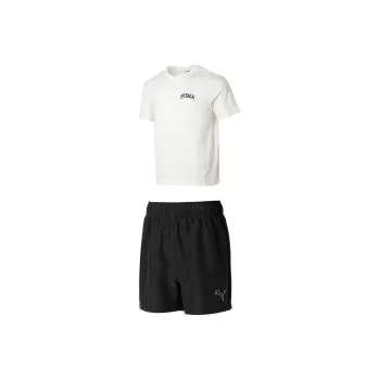 PUMA Casual Sportswear Men White T-Shirt+Black Shorts