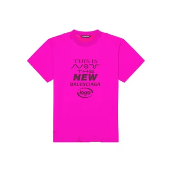 Balenciaga Distressed Small Fit This Is Not Logo T Shirt Pink Black