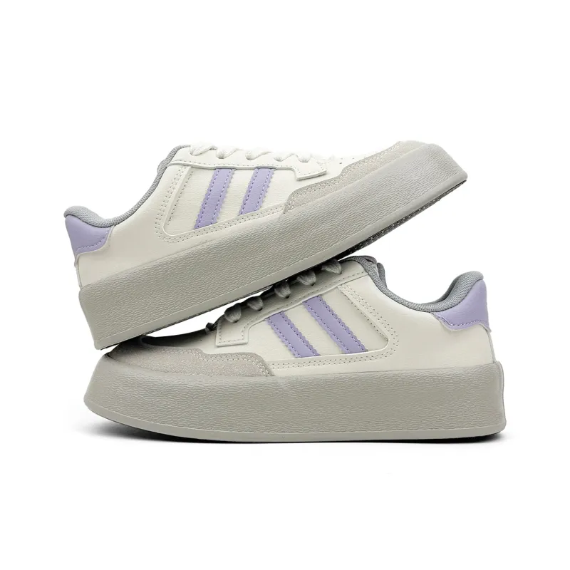 Mengsai Anti-Slip Wear-Resistant Low-Top Skateboard Shoes Women's Gray Purple-4