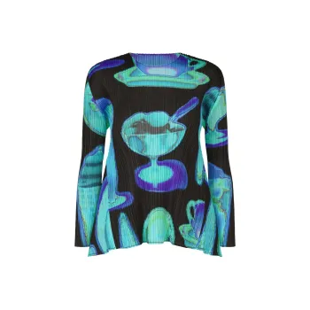 PLEATS PLEASE ISSEY MIYAKE Pleated Abstract print Top