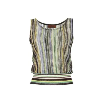 MISSONI Striped Lamé Slub Sleeveless Top