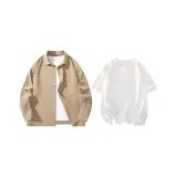 Clothing Set (Dark Coffee Shirt+White Short-Sleeved)