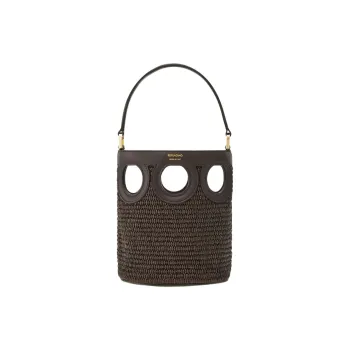 FERRAGAMO GANCINI Raffia Handbag Mini Women's Moroccan Brown