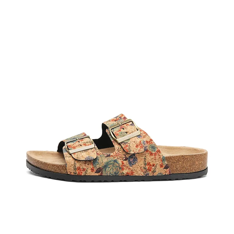OUGLEMEN Cork Sole Quiet Abrasion Resistant Slide Slippers Women's-6