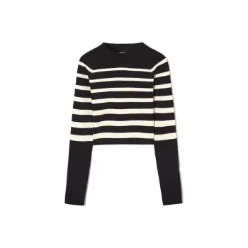 COS Raglan Sleeve T Shirt Women's Black White Stripes