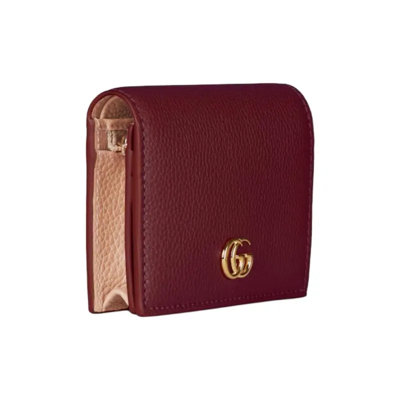 GUCCI GG Marmont Leather Wallet Mini Women's Red-1