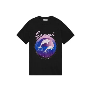GANNI Light Jersey Relaxed T Shirt 'Black'