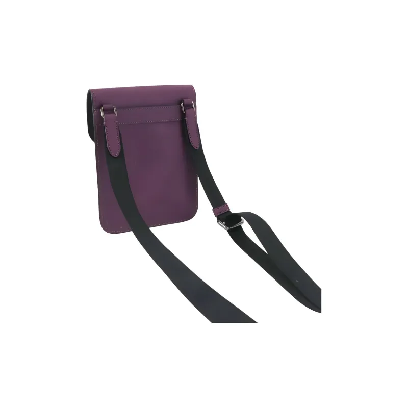 COACH Hudson Natural Pebbled Leather Cell Phone Pouch Crossbody Bag Shoulder Bag Small Size Unisex Dark Purple-3