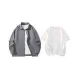 Clothing Set (Dark Gray Shirt+White Short-Sleeved Shirt)