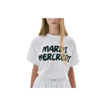 MARDI MERCREDI T Shirt Women's Ivory Black Korean Style