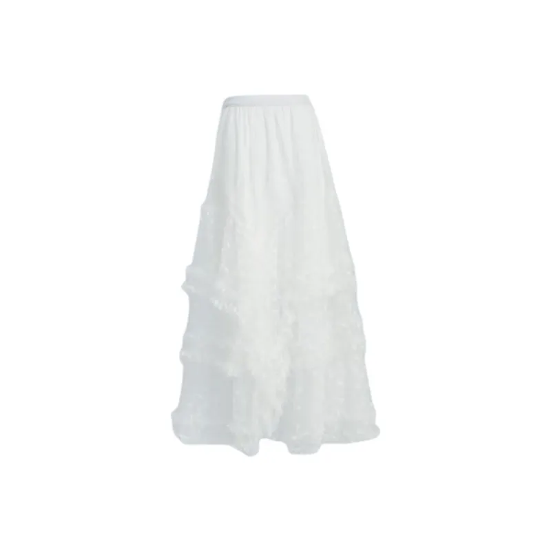 Rose Casual Long Skirt Women's White-1