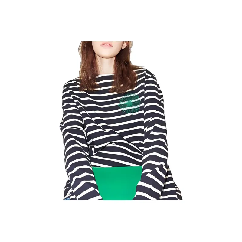 MARDI MERCREDI Drop Shoulder Sleeve T Shirt Women's Navy Blue-0