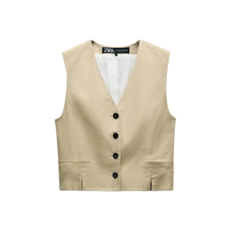 ZARA Tank Tops Women's Tan-0