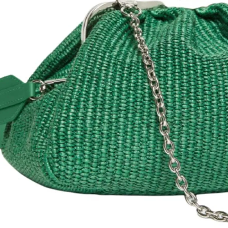 WEEKEND MaxMara Pasticcino Cotton Clutch Medium Size Women's Green-4