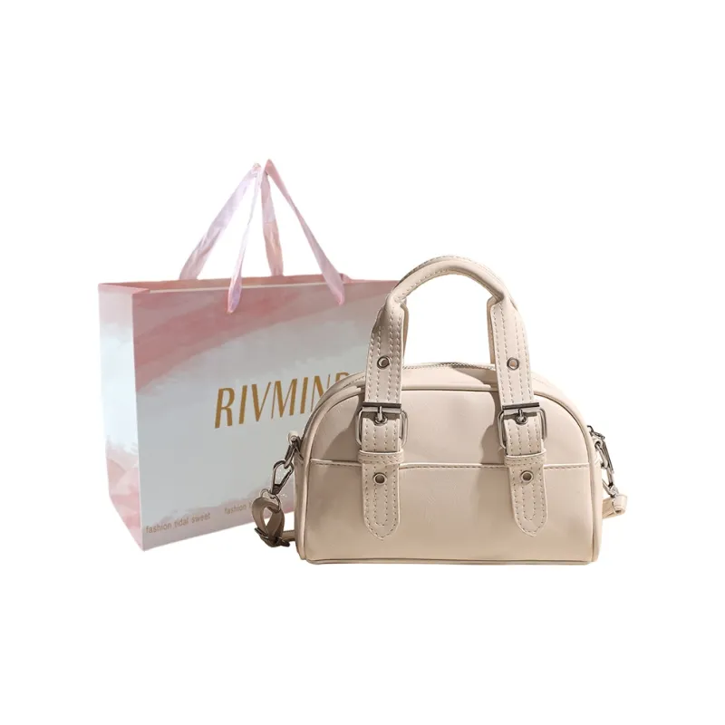 RIVMIND PU One Shoulder Handbag Women's Ecru/Pink/Light Blue/Red/Silver/Black-0