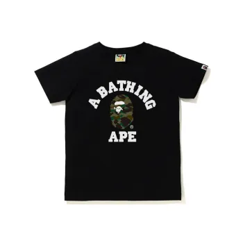 A BATHING APE 1st Camo College Tee Tee Ladies Black/Green