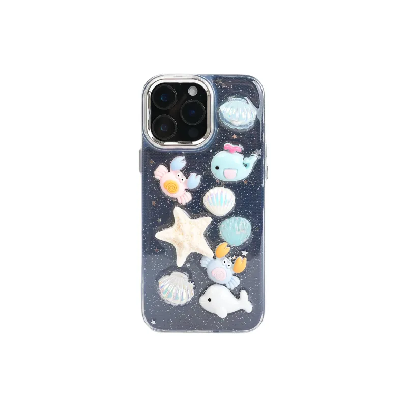 Wei Xin Acrylic Material 3D Effect Starfish Shell Phone Cases Compatible With IPhone 16/15 Pro Max/Apple 13/14 Pro/Max-0