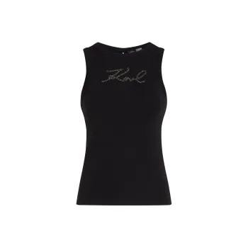 KARL LAGERFELD / Karl Lagerfeld Jeans Signature Rhinestone embellished Tank Top