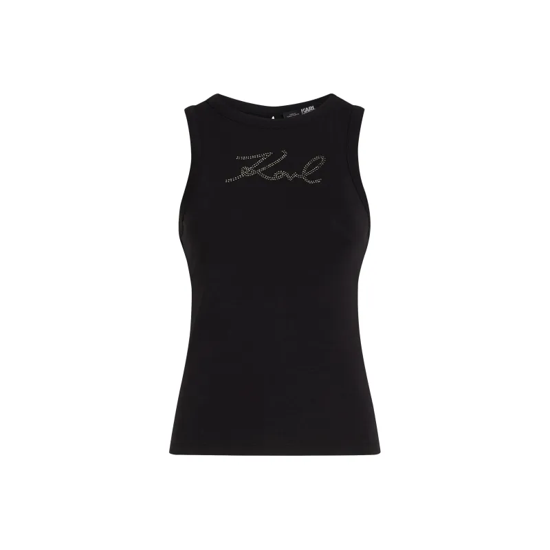 KARL LAGERFELD / Karl Lagerfeld Jeans Signature Rhinestone embellished Tank Top-0