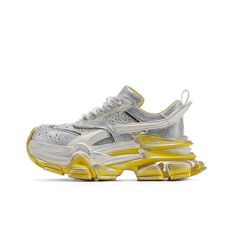 GG CC Cushioning, Slip Resistant, And Abrasion Resistant Low Top Height Increasing Mesh Chunky Sneakers Women's-10