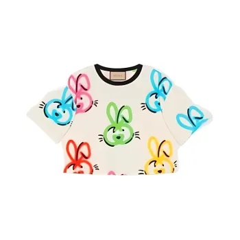 GUCCI Lunar New Year Graffiti print Cropped T shirt