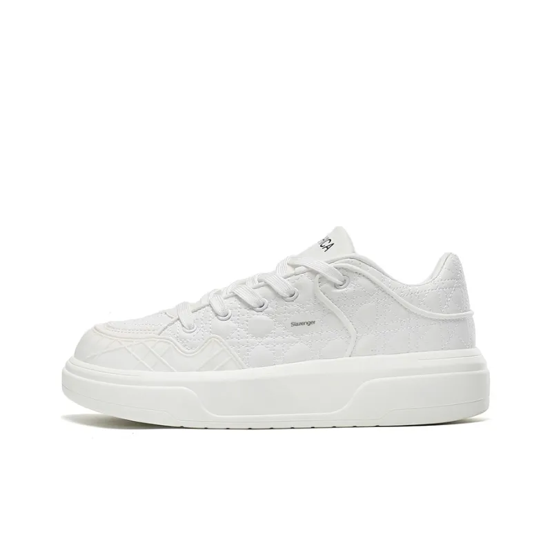 Slazenger Anti Slip Wear Resistant Low Top Skateboard Shoes Unisex White-0