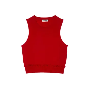 Sandro Ruffle detail Wool blend Vest