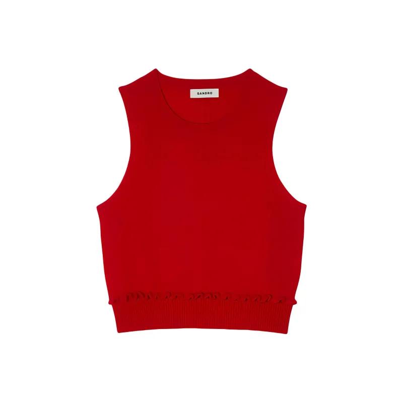 Sandro Ruffle detail Wool blend Vest-0