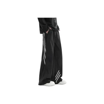 H2P Casual Pants Unisex Black Loose Fit