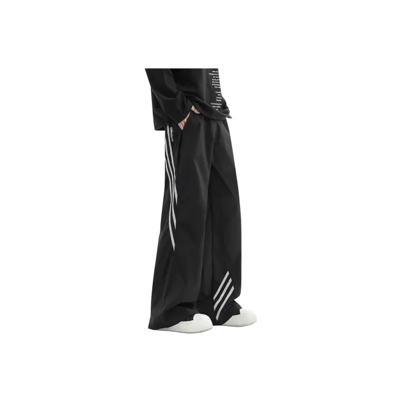 H2P Casual Pants Unisex Black Loose Fit-0