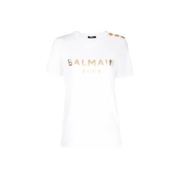 BALMAIN Buttoned Embellished Crewneck T-Shirt