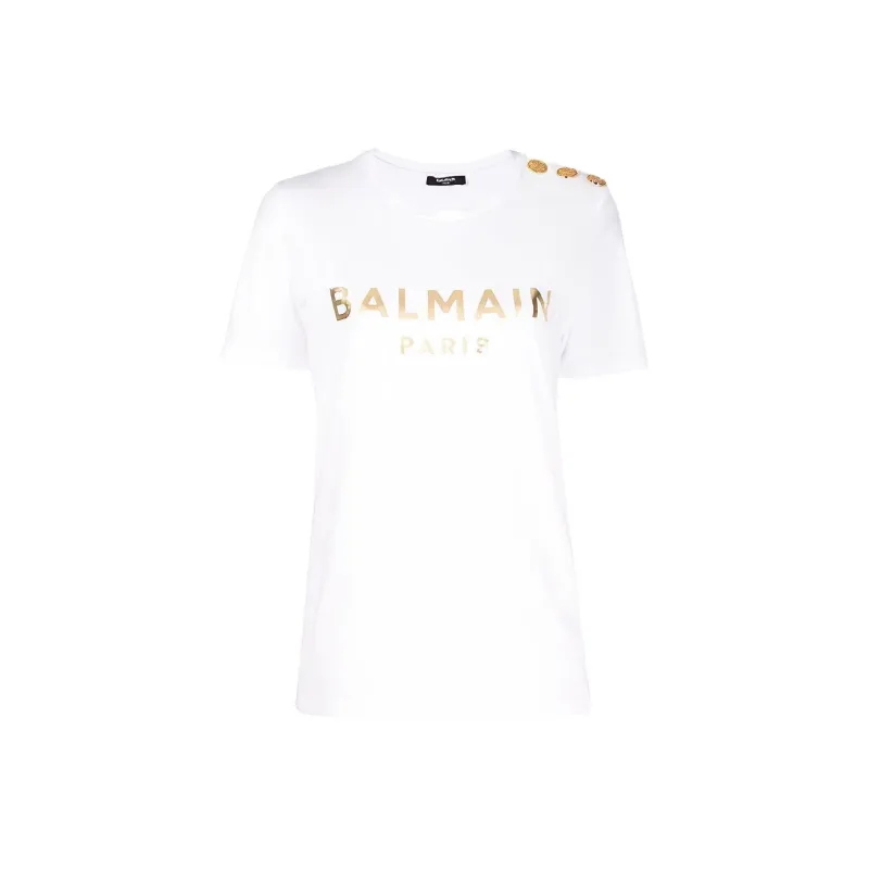 BALMAIN Buttoned Embellished Crewneck T-Shirt-0
