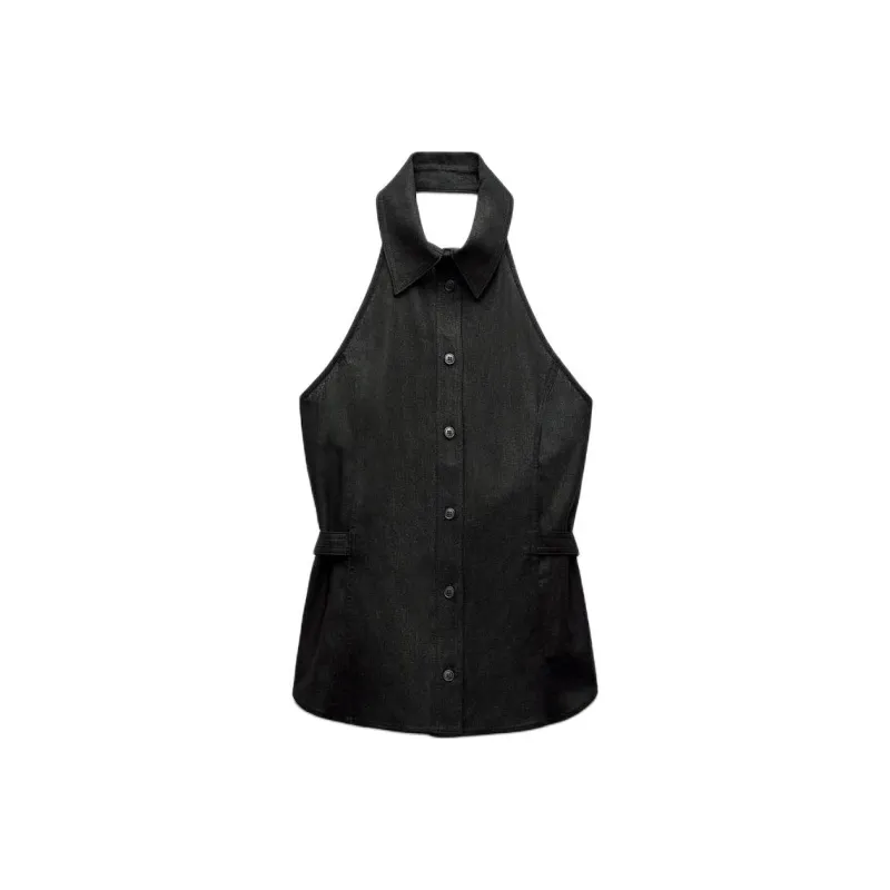 ZARA Tank Tops Women's Black-0