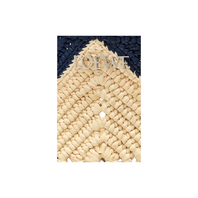 LOEWE Puzzle Fold Raffia Shopping Bag, Shoulder Bag Extra Large Men's Beige & Blue-4