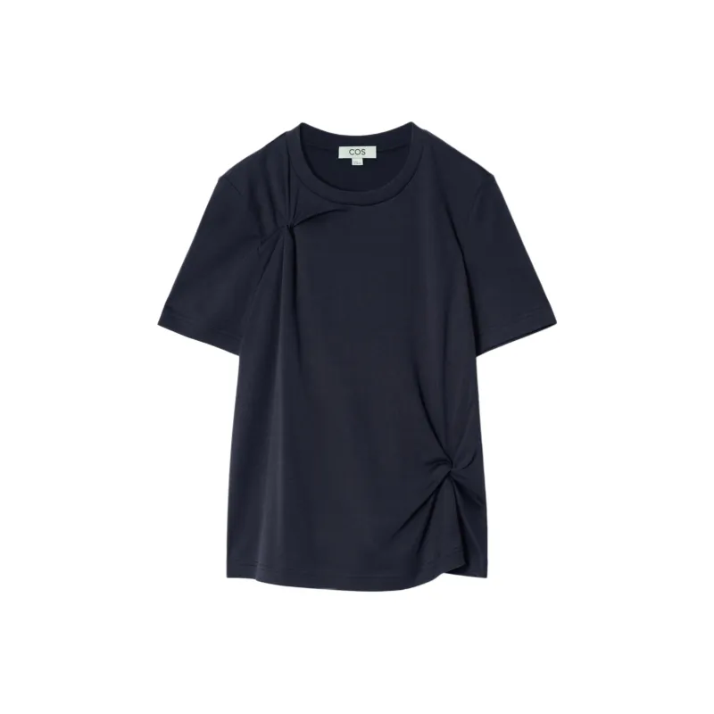 COS Drop Shoulder Sleeve T Shirt Women's Navy Blue-0