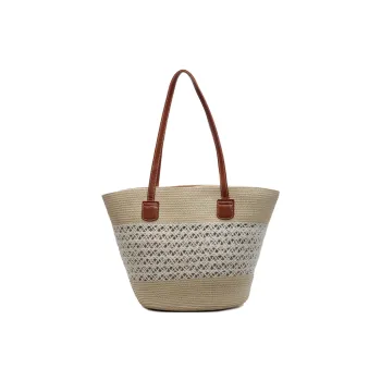 Land Gulls Straw Woven Shoulder Bag, Handbag Women's White/Brown/Black