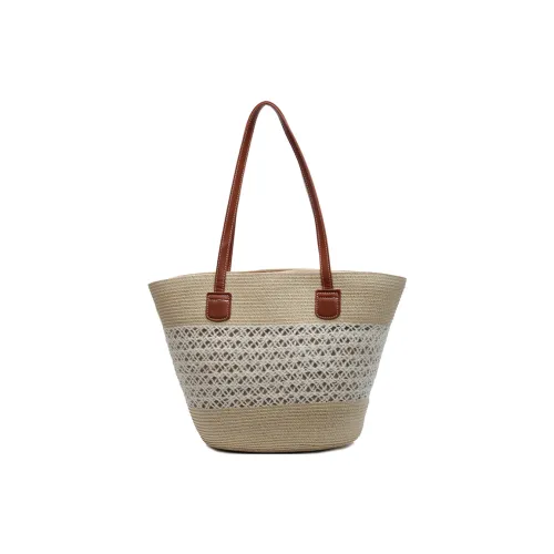 Land Gulls Straw Woven Shoulder Bag, Handbag Women's White/Brown/Black