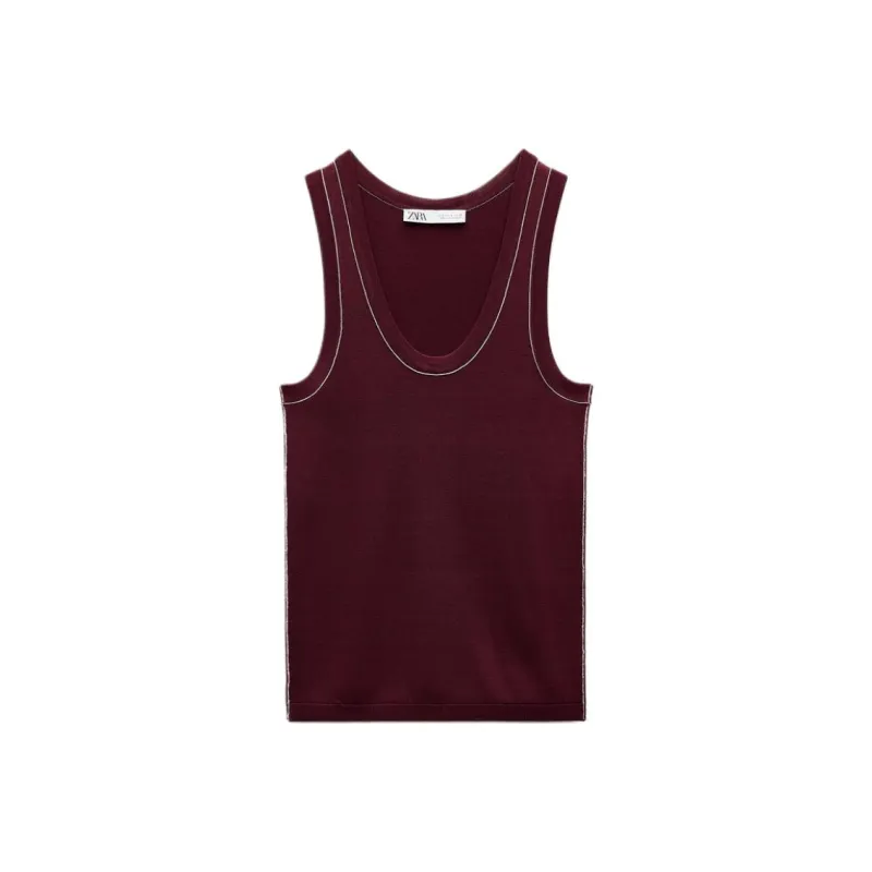 ZARA Tank Tops Women's Red-0