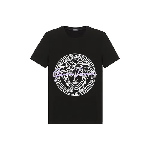 VERSACE SS21 Crew Neck Slim Fit Straight Short Sleeved T Shirt Women's Black