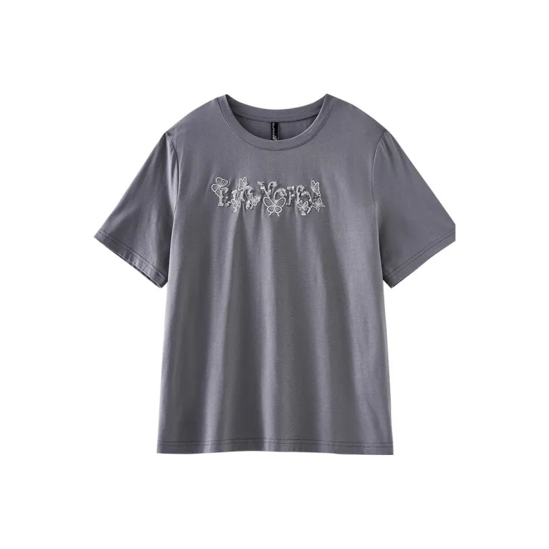 OUNIXUE Regular T Shirt Women's Gray-0