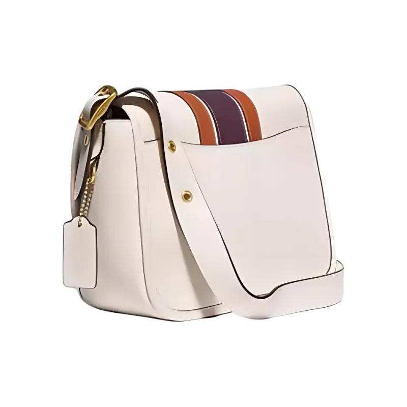 COACH Rambler Leather Shoulder Bag, Crossbody Bag Small Size Women's White-1