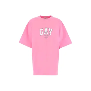Balenciaga T Shirt, Loose Fit Women's Pink